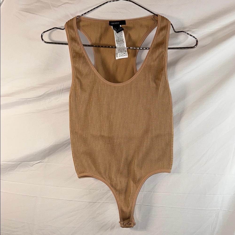 Forever 21 Seamless Tan Ribbed Bodysuit